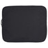 A black laptop sleeve with a zip closure and a simple design. It features a logo on the front.