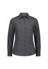 A women's long sleeve shirt featuring a black and white checkered pattern, with button-up front and a collar.