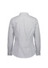 A long sleeve shirt in a white and black check pattern with a collar and buttoned cuffs, featuring a logo.
