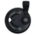 A black snap lid for a reusable coffee cup, featuring a secure closure and a handle for easy handling.