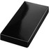 A black rectangular box with a glossy finish, suitable for packaging items like keyrings.