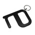A black hygiene key with a keyring attachment, designed for contactless use. It has a simple, modern shape.