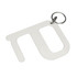 A white Hygiene Key with a keyring attachment, featuring a simple, functional design.