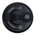 A black snap lid designed for a coffee cup, featuring a simple closure mechanism.
