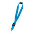 A blue 25mm lanyard with a plastic clasp and a metal hook for attachments. It features a small logo.