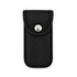 A black fabric pouch with a snap closure, designed to hold a multi-tool. It features a textured surface and rounded edges.