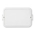 A white double tray lunchbox with a hinged lid, featuring a simple design and a logo.