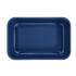 A navy blue double tray lunchbox with a rectangular shape and a glossy finish. It features a logo.