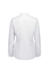 A white long sleeve shirt featuring a collar and buttoned cuffs, with a fitted design and a logo.