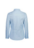 A light blue long sleeve women's shirt featuring a classic collar and button details on the sleeves, with a logo.