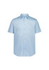 A short sleeve shirt in light blue with a classic fit and buttons down the front. It features a collar and has a logo.