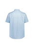 A light blue short sleeve shirt with a classic fit, featuring a collar and a back yoke design.
