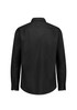 A black long sleeve shirt featuring a classic fit and buttoned cuffs, with a plain back design and a logo on the label.