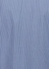 A women's 3/4 sleeve shirt in blue with white vertical stripes, featuring a logo on the design.