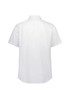 A classic fit short sleeve shirt in white, featuring a button-down collar and a plain back with a logo.