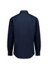 A classic fit long sleeve shirt in navy blue, featuring a back view with a collar and buttoned cuffs.