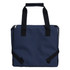 A navy cooler bag with dual carry handles and a zip closure, featuring adjustable straps on the sides.