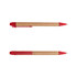 A cardboard pen with a red clip and tip, featuring a natural brown paper barrel, is displayed from two angles.