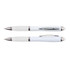A light blue stylus pen featuring a silver clip and accents, displayed from two angles.