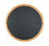 A round, grey slate cheese board with a bamboo wooden rim, featuring a smooth surface and natural finish.