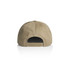A khaki cap with a flat brim and an adjustable strap at the back. It features a logo on the side.