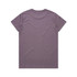 A plain purple t-shirt with a classic crew neckline and short sleeves. It features a branding logo on the back.
