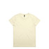 A plain cream-coloured t-shirt with a round neckline and short sleeves, featuring a logo.