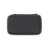 A sleek black power bank case with a zip closure and a logo on the surface.