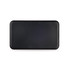A black wireless power bank with a sleek, rectangular design and a logo on the surface.