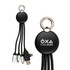 A Kinetic Round Glow Cable in black, featuring multiple charging connectors and a loop for easy attachment.