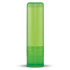 A green lip balm container with a twist-up applicator.