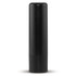 A black lip balm container with a cylindrical shape and a twist-up mechanism.