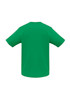 A green short-sleeve T-shirt with a plain back and no visible design or logo.
