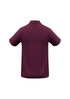 A men's polo shirt in a deep plum colour, featuring a classic collar and short sleeves, with a logo on it.