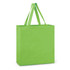 A green cotton tote bag with two handles and no visible logos or branding.
