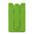 A green phone wallet with a simple design, featuring a slip-on strap and a rear panel for holding cards.