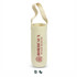 A cream cotton wine tote bag with a shoulder strap and a logo. It features a cylindrical shape for holding bottles.