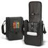 A dark green insulated bag with a zip closure, featuring a logo and compartments for a drink bottle and accessories.