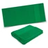 A green terry towel displayed flat and folded, featuring a textured section and a plain band, with a logo present.