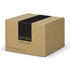 A brown cardboard box featuring a black stripe and logo, containing a NATURA bamboo mortar and pestle.
