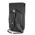 A roll top backpack in dark green with adjustable straps and a grey back panel. It features a logo.