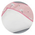 A medium blanket featuring a pink floral design on one side and a soft white underside. It has a contrasting pink trim.
