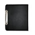 A black A5 binder featuring a durable design and a metal clip mechanism, ideal for office use.