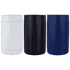 A drink bottle holder set featuring three can holders in white, black, and navy blue, each with a smooth exterior.
