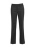 A pair of black relaxed stretch pants with a straight leg design, featuring a button closure and waistband. A pair of black relaxed stretch pants with a straight leg design, featuring a button closure and waistband.