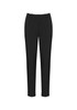 Black women's slacks with a comfortable waistband and tapered leg design. Features a logo on the waistband.