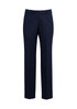 Navy blue men's slacks with an adjustable waist and a straight leg design, featuring a logo. Navy blue men's slacks with an adjustable waist and a straight leg design, featuring a logo.