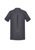 A dark grey women's tunic featuring short sleeves and a back pleat, suitable for uniforms.