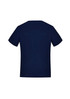 A navy blue women's short sleeve jersey top with a simple design and a logo on the back.