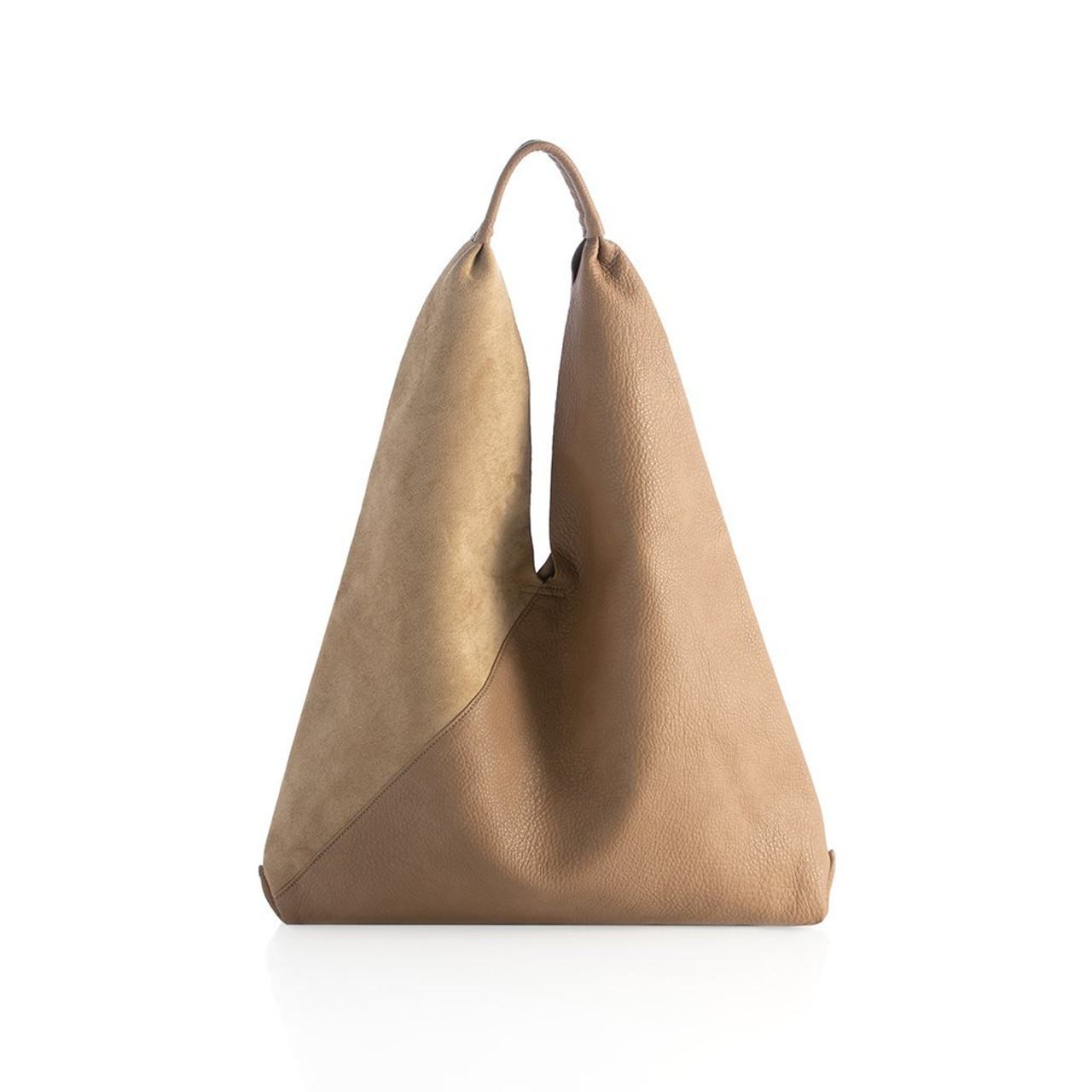 Ahdorned Vegan Suede Hobo Tote & Inner Pouch Without Strap - Chocolate
